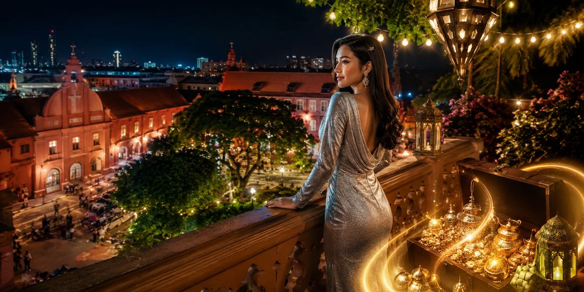 Suasana meriah kasino hiburan semasa perayaan Hari Raya di Melaka Malaysia